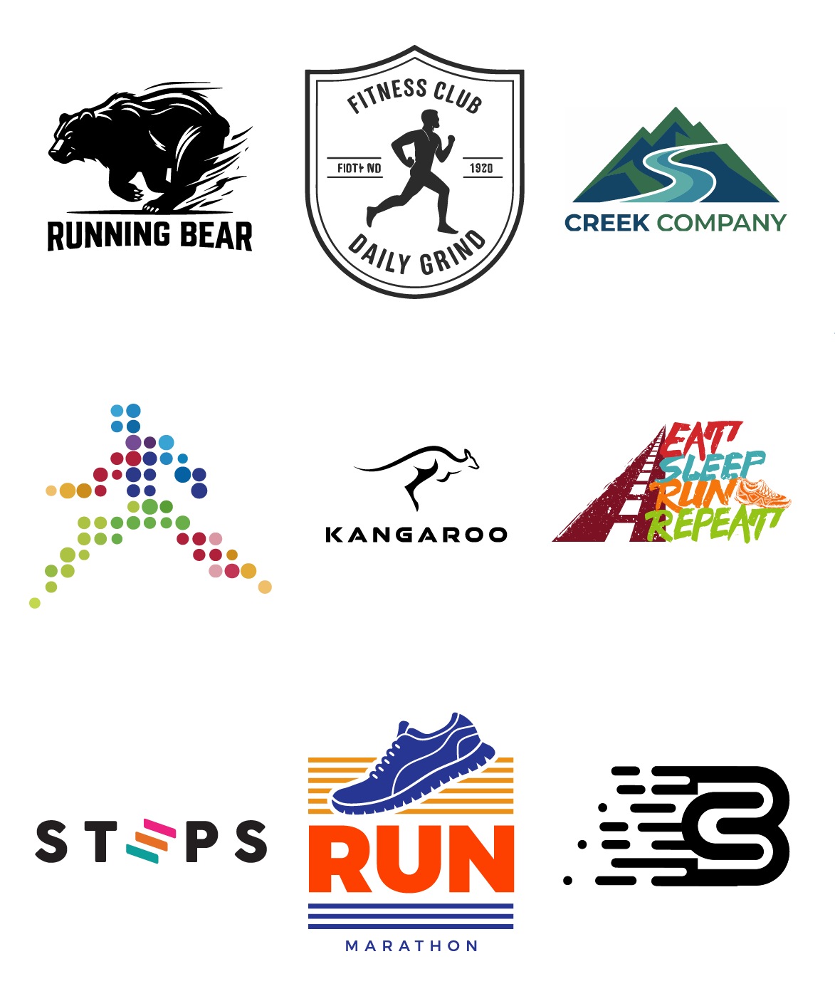 grid of running brand icons